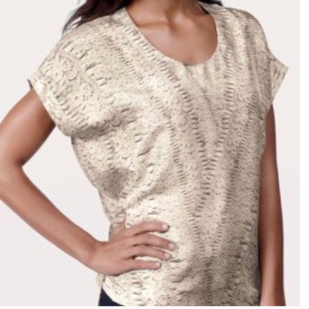 Vintage silky cabi silver abstract top size small